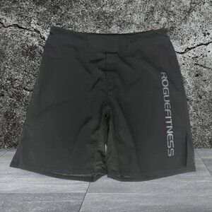 Official Rogue Fitness Black White Spellout Crossfit MMA Boxing Shorts Size 36